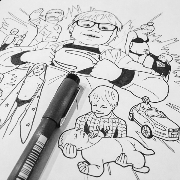 Heroboy illustration proces