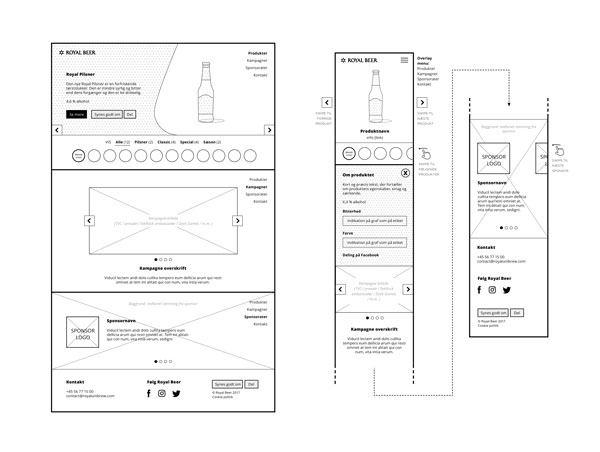 Royal Beer website wireframes