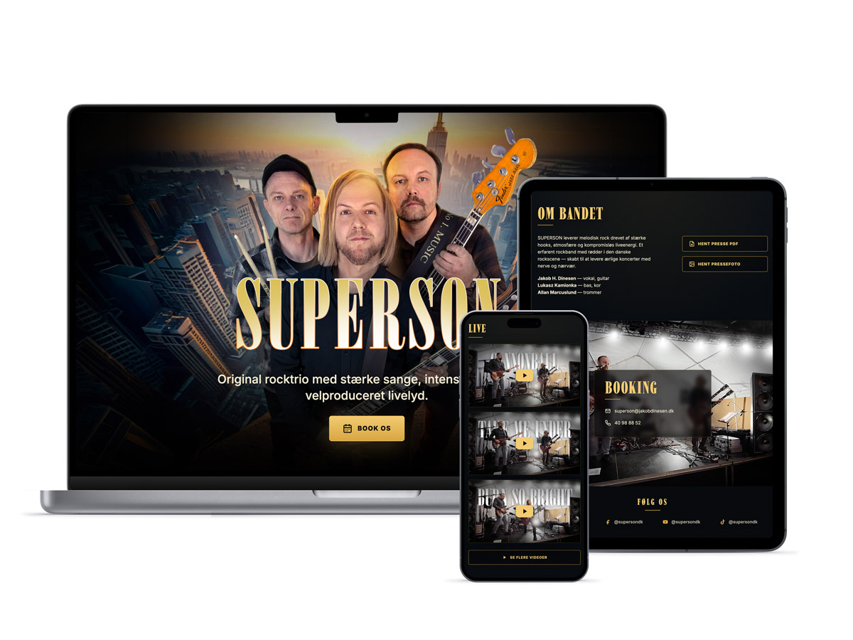 Superson website design på devices